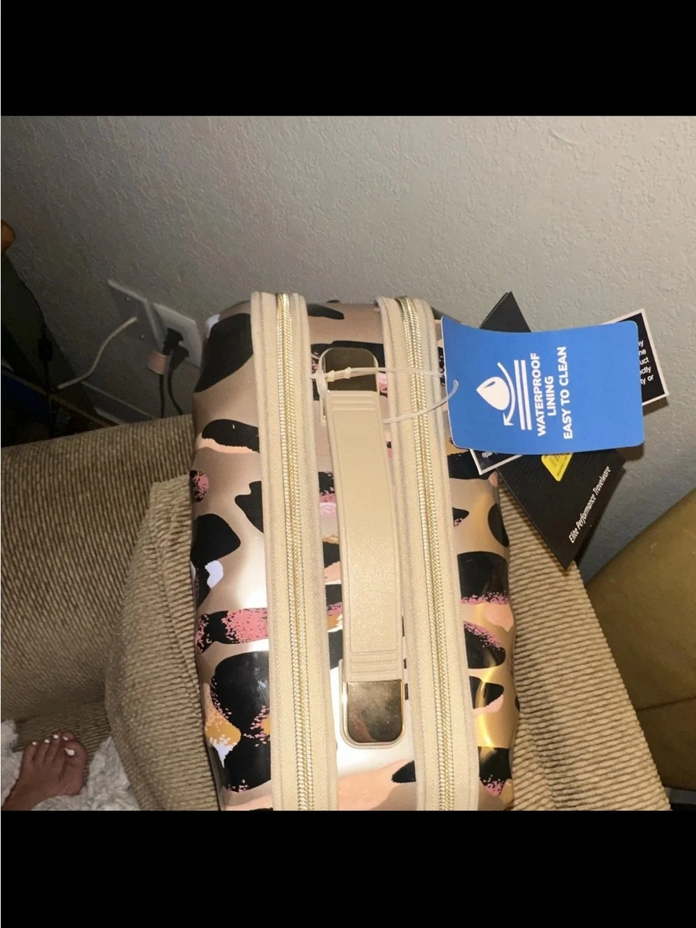 Leopard Print Cosmetic Case with Pink and Tan Accents